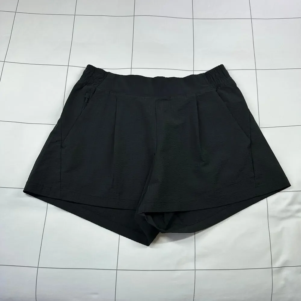 Athleta Shorts Womens 6 Black Textured Brooklyn Nylon Stretch Casual Athletic - Picture 2 of 12